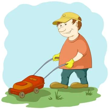 Lawn mower man Stock Illustration
