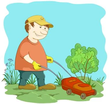 Lawn mower man Stock Illustration