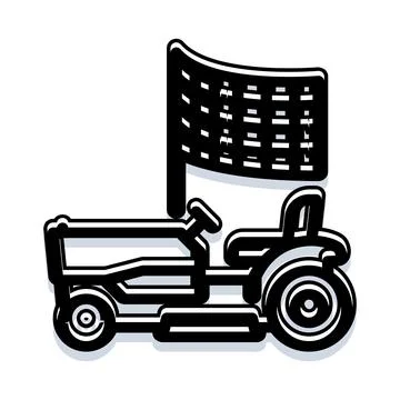 Lawn mower racing competition with checkered flag icon Stock Illustration
