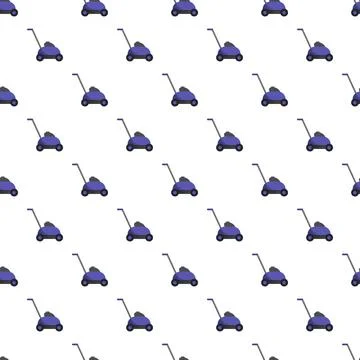 Lawn mower seamless pattern for gardening and yard work Stock Illustration