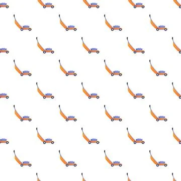 Lawn mower seamless pattern for gardening and landscaping tools Stock Illustration