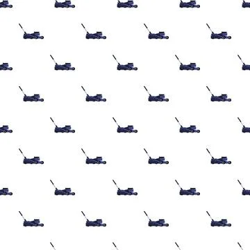 Lawn mower seamless pattern on white background Stock Illustration