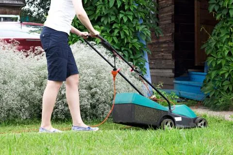 Lawn Mower at Work Stock Photos