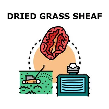 Lawn mowing and dry grass storage concept Stock Illustration