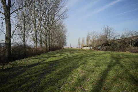 Lawn next to a manor Stock Photos