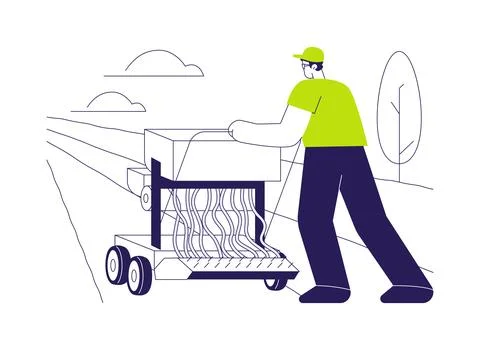 Lawn seeding abstract concept vector illustration. Stock Illustration