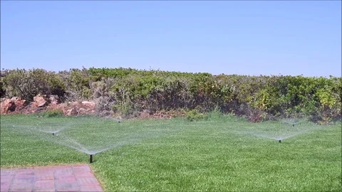 Lawn sprinkling system 2 Stock Footage 111334032