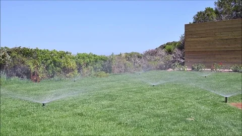 Lawn sprinkling system Stock Footage 111334048