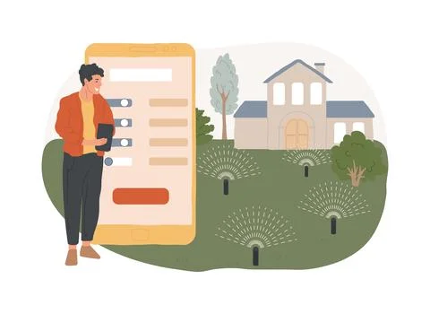 Lawn watering system isolated concept vector illustration. 스톡 일러스트