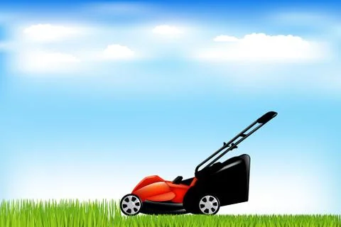 Lawnmower with grass Stock Illustration