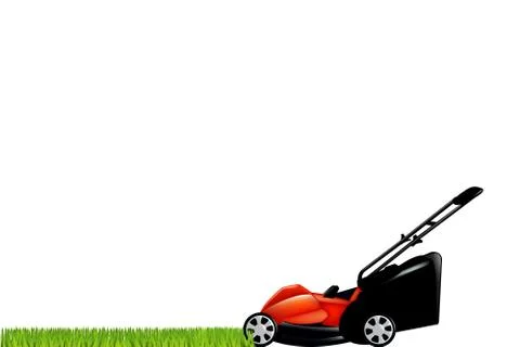 Lawnmower with green grass Stock Illustration