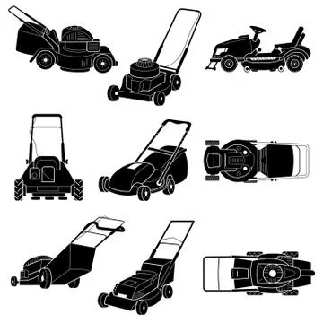 Lawnmower icon set, simple style Stock Illustration