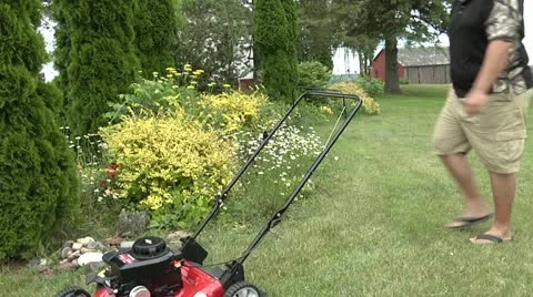 Lawnmowing Start Mower Wide Stockbeeldmateriaal 12063740
