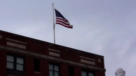Lawrence Downtown Flag Stock Footage 45881185