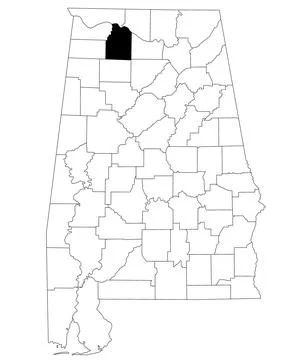 Lawrence Map of  County in Alabama state on white backround. single County .. Stock Illustration
