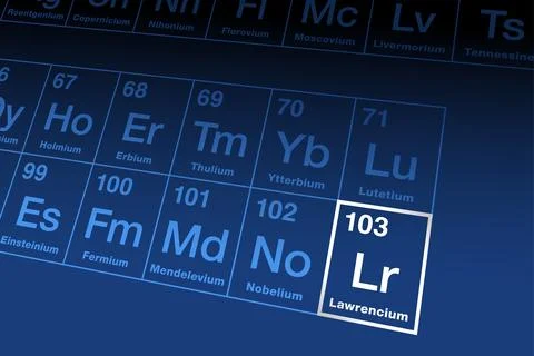 Lawrencium on periodic table of the elements, with element symbol Lr 스톡 일러스트