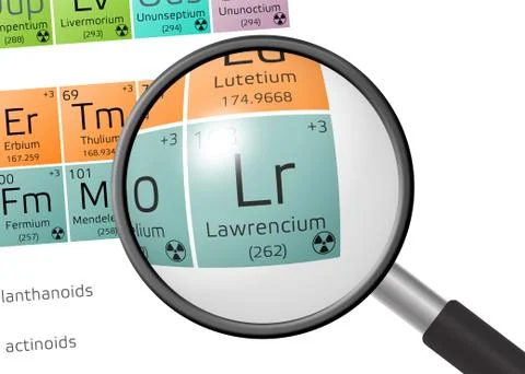 Lawrencium from Periodic Table of the Elements with magnifying glass イラスト素材