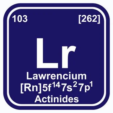Lawrencium Periodic Table of the Elements Vector illustration eps 10 Illustrazione stock
