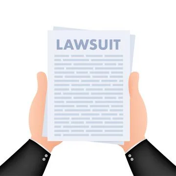 Lawsuit paper. Law document process. Vector stock illustration. Illustrazione stock