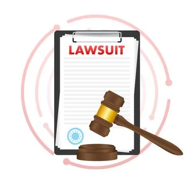 Lawsuit paper. Law document process. Vector stock illustration. Stock Illustration