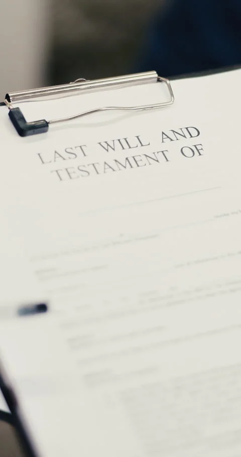 Lawyer, document and contract with will for legal agreement, asset management or Stock Footage 342315194