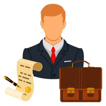 Lawyer Icon with Briefcase Stock Illustration