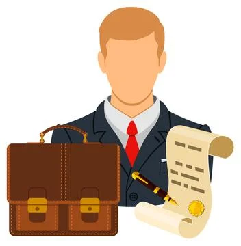 Lawyer Icon with Briefcase Illustration