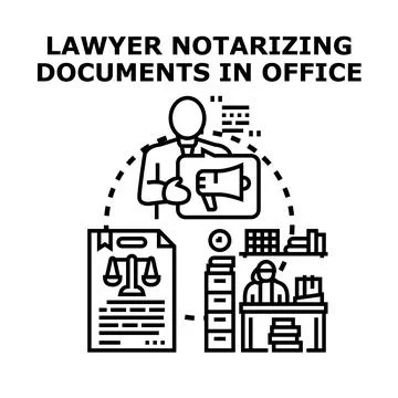 Lawyer notarizing documents and providing legal services Ilustración de archivo