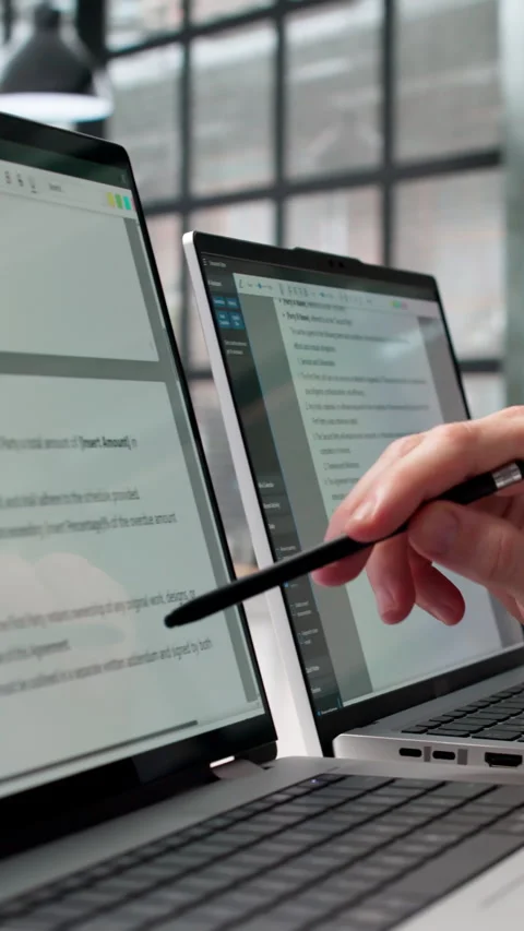 Lawyer Reviewing Important Contract Documents Carefully Before Stock Footage 332497023
