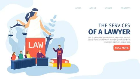Lawyer service web page, vector illustration. Business law for office person イラスト素材