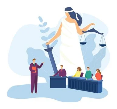 Lawyer service web page, vector illustration. Business law for office person Stock-Illustration