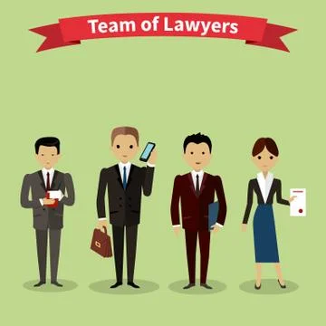 Lawyers Team People Group Flat Style Stock Illustration