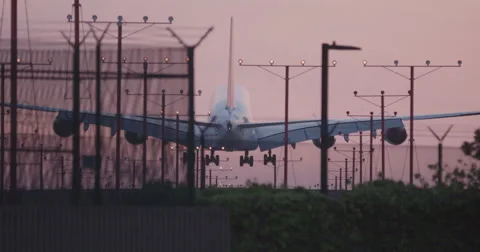 LAX 747 lands. Stock Footage 66653604