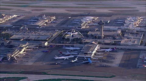 LAX Airport, Los Angeles International Aerial 3 Stock Footage