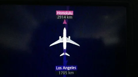 LAX  to Honolulu Flight map Stock Footage 147372265