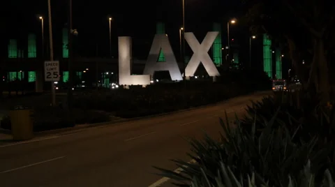 LAX Sign At Night Stock Footage 62568856