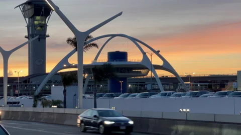 LAX Terminal at sunset (2) 스톡 동영상 238501447