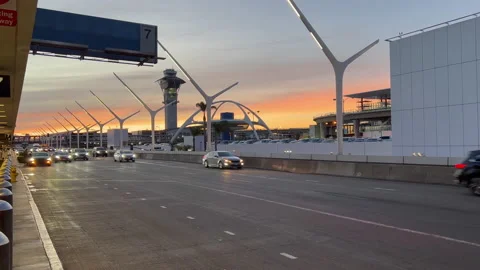 LAX Terminal at sunset  스톡 동영상 238501279