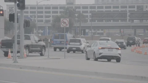 LAX Traffic Sign Pan Stock Footage 100278229