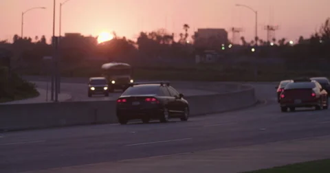 LAX Traffic Sunset. Stock Footage 66653593