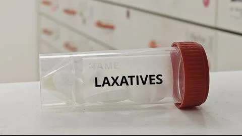 LAXATIVES tablets for stimulate bowel movements and relieve constipation Stock Photos