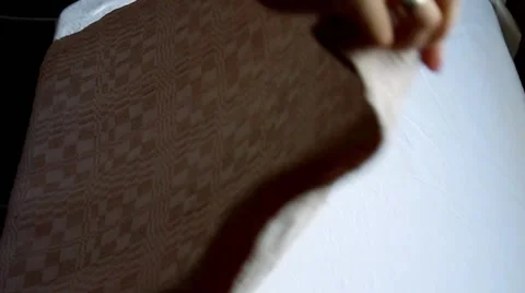 To lay the cloth on a table Stock Footage 66519420