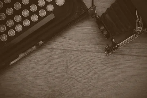 Lay flat image of an old fashioned typewriter Stock Photos
