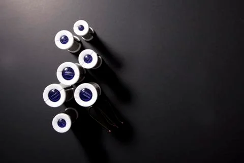 Lay flat view hot rollers Stock Photos