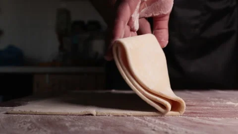 Lay out chilled dough on the table Stock Footage 152482839