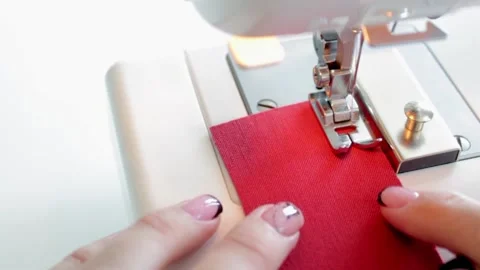 Lay out the seam allowance. Concept: hobby needlework, education and training. Stock Footage 169989677
