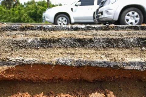 Layer of asphalt road Stock Photos