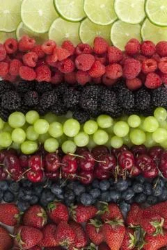 A layer of assorted fruits Stock Photos
