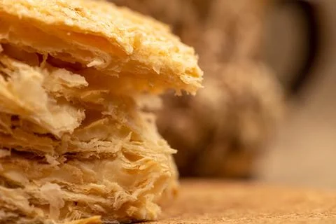 Layer cake with buttercream, close-up, selective focus. Stock Photos