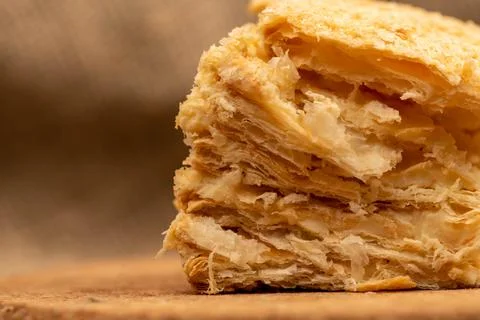 Layer cake with buttercream, close-up, selective focus. Stock Photos